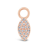 0.04ct 14k Rose Gold Diamond Pave Leaf Hoop Charm